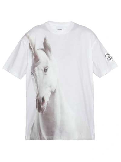 Shop Burberry Oversize Unicorn T-shirt In White