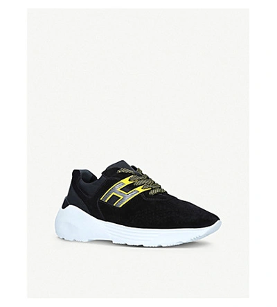 Shop Hogan Active 1 Suede And Leather Trainers In Black