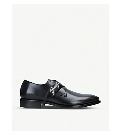 Shop Balenciaga Logo-plaque Leather Monk Shoes In Black