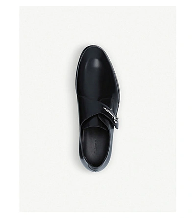 Shop Balenciaga Logo-plaque Leather Monk Shoes In Black