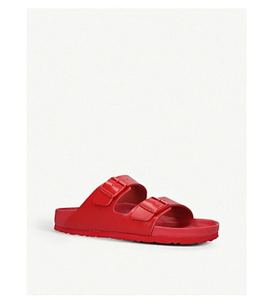 Shop Valentino X Birkenstock Leather Sliders In Red