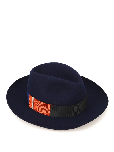 Shop Borsalino Alessandria Multicolour Band Hat In Blue