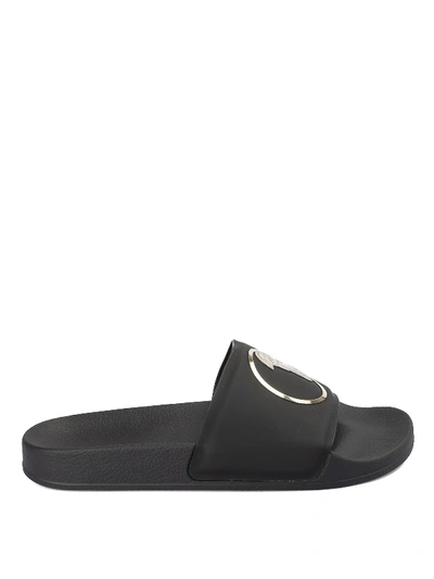 Shop Versace Medusa Head Black Slide Sandals