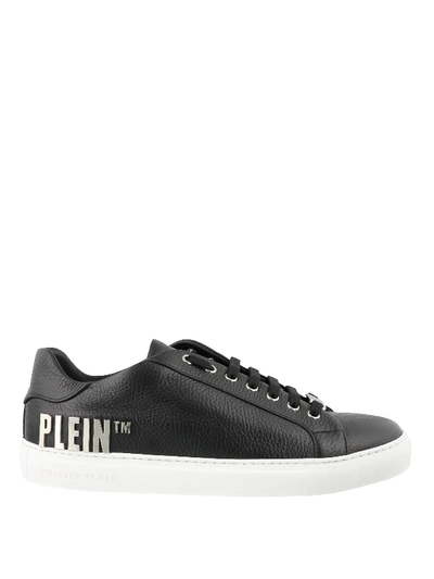 Shop Philipp Plein Low Top Black Leather Sneakers