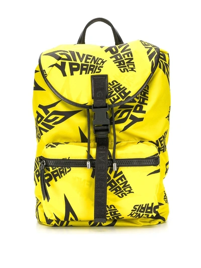 Shop Givenchy Light 3 Urban Logo Print Backpack In Yellow