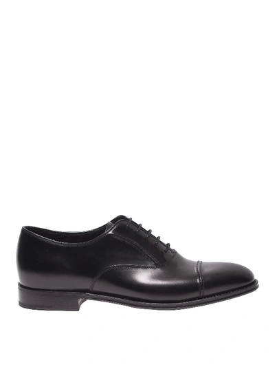 Shop Prada Bright Leather Lace-up Oxford Shoes In Black