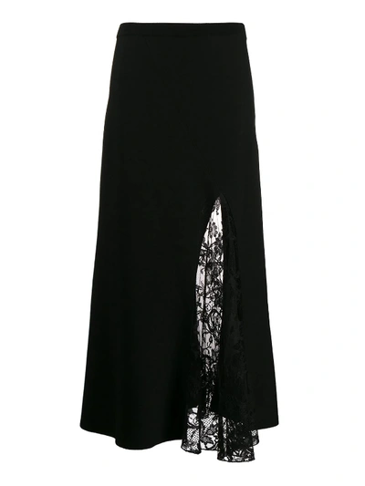 Shop Givenchy Black Viscose Blend And Lace Skirt