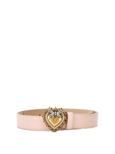 Shop Dolce & Gabbana Devotion Leather Belt In Pink