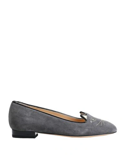 Shop Charlotte Olympia Loafers In Grey