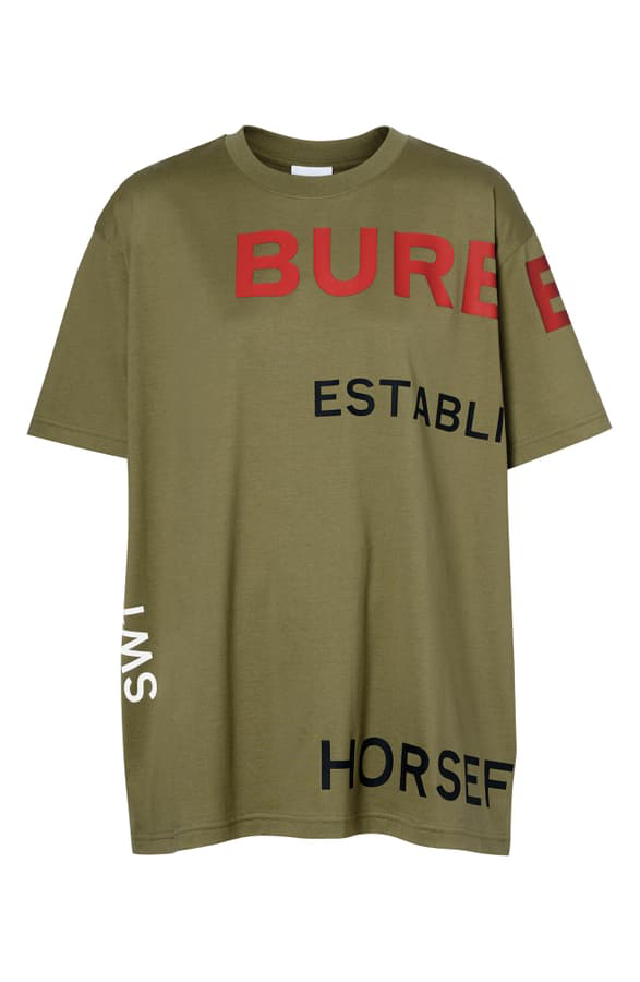 Burberry Horseferry Print Cotton Oversized T-shirt In Green | ModeSens