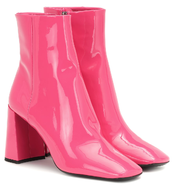 pink leather ankle boots