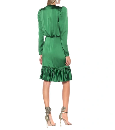 Shop Dundas Ruffled Satin Minidress In Green