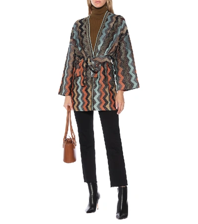 Shop Missoni Striped Knit Cardigan In Multicoloured