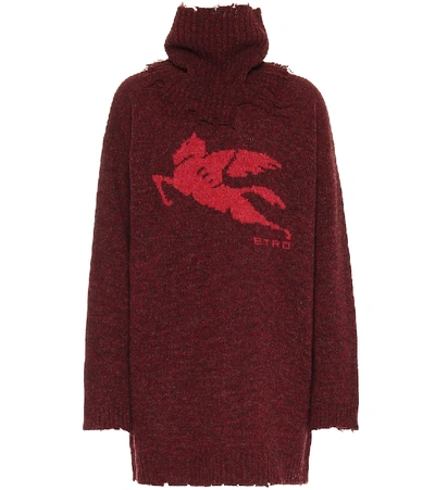 Shop Etro Oversized Wool Sweater In Red