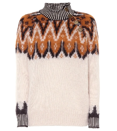 Shop Coach Intarsia Turtleneck Sweater In Multicoloured