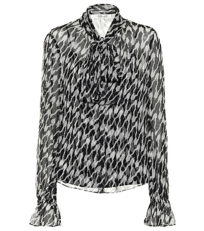 Shop Diane Von Furstenberg Tina Printed Silk Blouse In Black