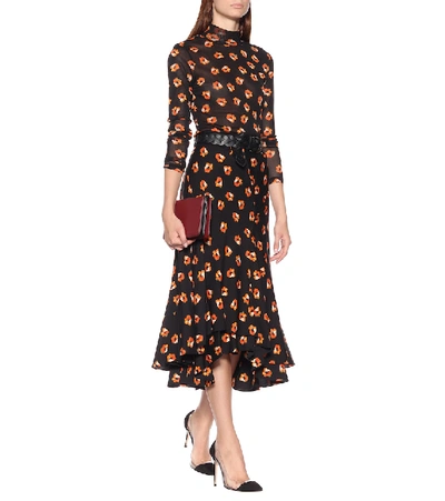 Shop Diane Von Furstenberg Debra Stretch-silk Midi Skirt In Black