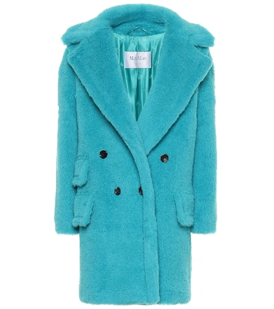 Max Mara Adenia Alpaca, Wool And Silk-blend Coat In Light Blue | ModeSens