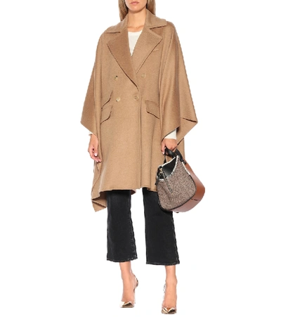 Shop Max Mara Eureka Double-breasted Wool Cape In Beige