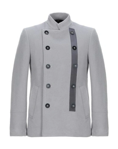 Shop Tom Rebl Double Breasted Pea Coat In Grey