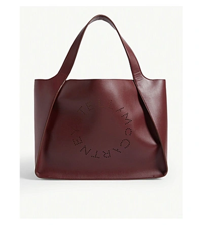 Shop Stella Mccartney Perforated-logo Small Vegan-leather Tote Bag In Wine