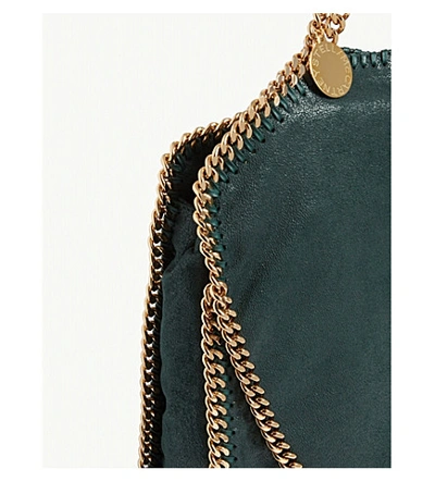 Shop Stella Mccartney Falabella Faux-suede Shoulder Bag In Pine Green/gold