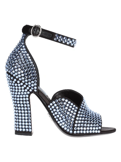 Shop Prada Embellished Sandal In Sky