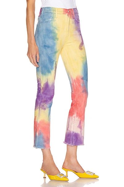 Mother Hustler High-rise Ankle Crop Fray Rainbow Tie Dye Jeans In  Multicolor | ModeSens