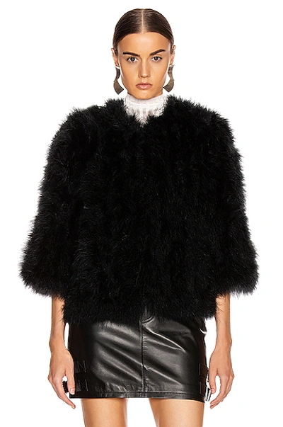Yves Salomon Cropped Feathered Satin Jacket In Noir