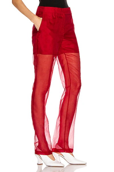 Shop Helmut Lang Straight Leg Organza Pant In Red