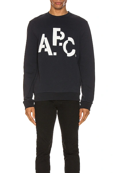 Shop Apc A.p.c. Logo Sweatshirt In Blue In Dark Navy