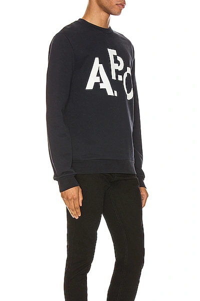 Shop Apc A.p.c. Logo Sweatshirt In Blue In Dark Navy