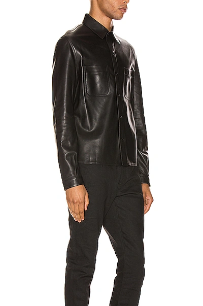 Shop Saint Laurent Leather Shirt In Black