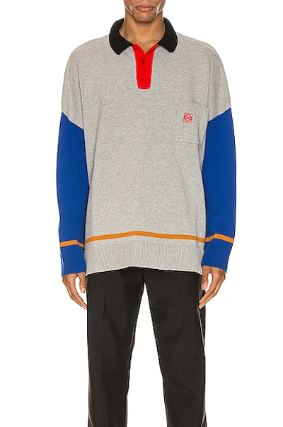 Shop Loewe Poloneck Sweater In Grey & Blue