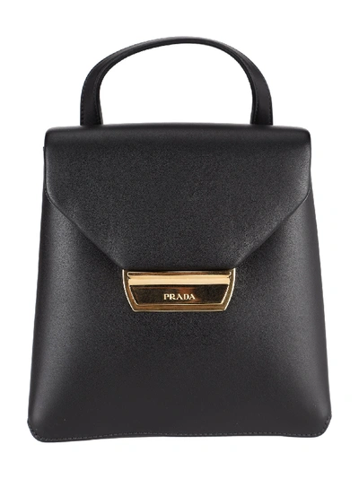 Shop Prada Mini Plaque Backpack In Black