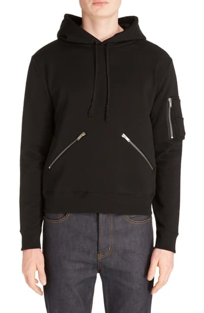 Shop Saint Laurent Poches Zippers Hoodie In Black