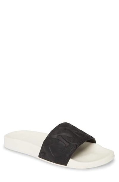 Shop Versace Chain Slide Sandal In Nero/ Bianco