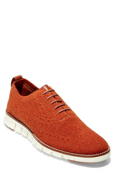 Shop Cole Haan Zerogrand Stitchlite Wool Wingtip Oxford In Clay/ Brown Wool Knit/ Ivory