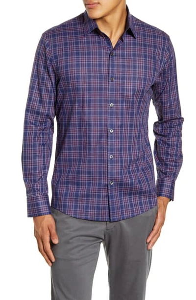 Shop Zachary Prell Rief Regular Fit Plaid Button-up Shirt In Navy
