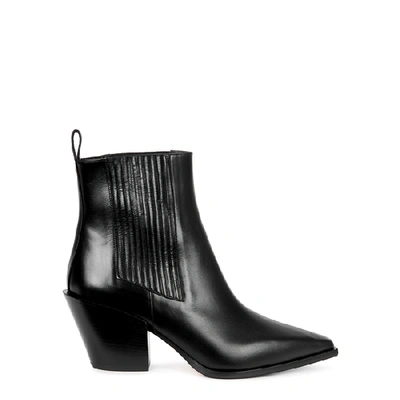 Aeyde Kate Leather Cuban Heeled Booties In Black | ModeSens