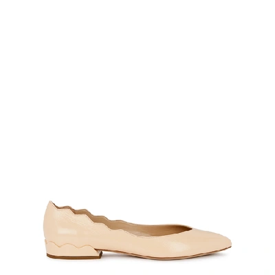 Shop Chloé Lauren Peach Leather Ballet Pumps