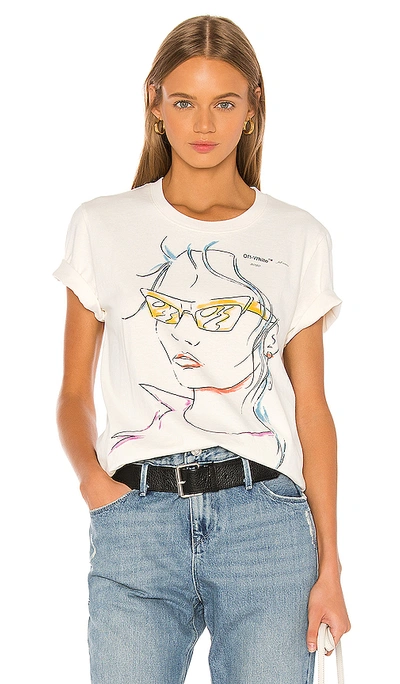 Shop Off-white Sunglasses Woman Casual Tee In White Black