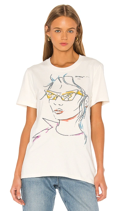 Shop Off-white Sunglasses Woman Casual Tee In White Black