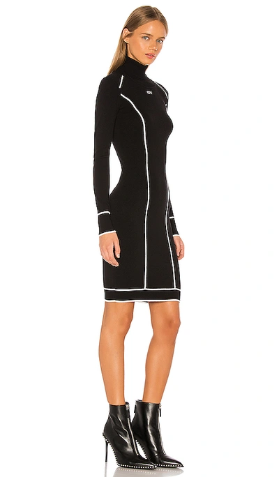 Shop Off-white Knit Athletic Turtleneck Dress In Black White