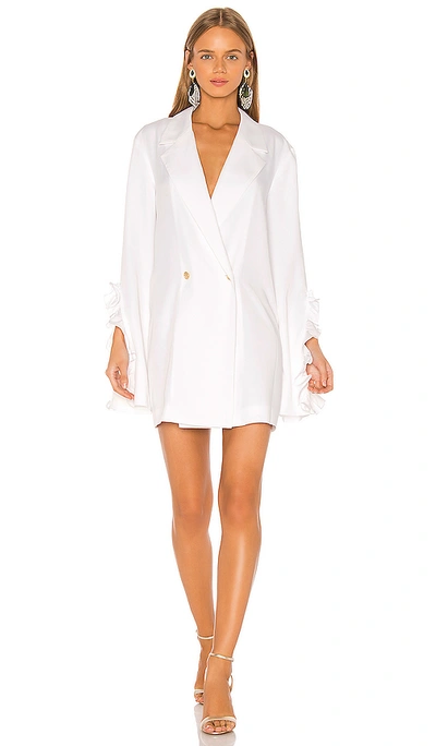 Shop Caroline Constas Ruffle Blazer Dress In White