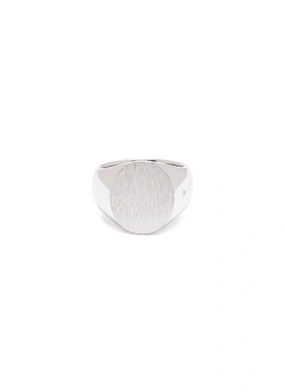 Shop Tom Wood 'oval Satin' Silver Signet Ring – Size 58