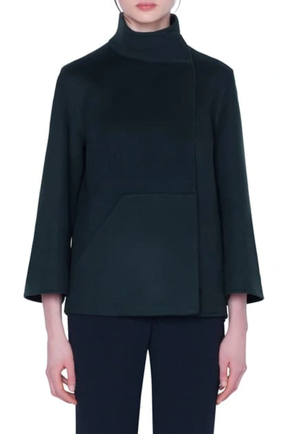 Shop Akris Rafael Double Face Cashmere Jacket In Pine