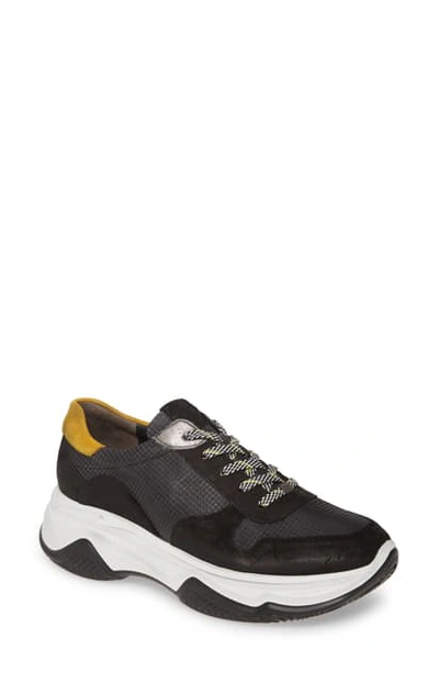 Shop Paul Green Blend Lace-up Sneaker In Black Iron Combo