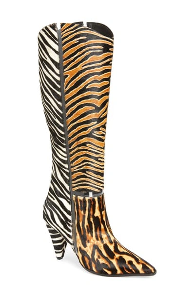 Shop Alexandre Birman Dora Animal Print Genuine Calf Hair Boot In Tiger/ Zebra Calf Hair