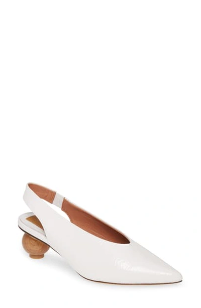 Shop Jaggar Spheric Slingback Pump In Ivory Patent Leather